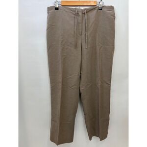 Rafaella Brown Linen/Rayon Blend Elastic/Drawstring Waist Ankle Pants Size 12